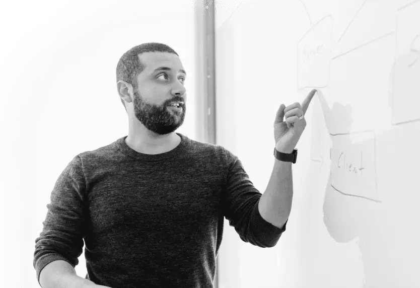 Lead developer giving a presentation